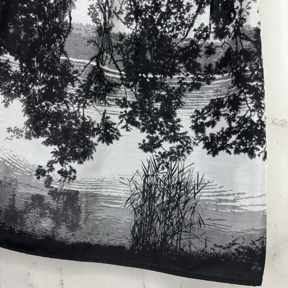 VTG Agnès B. Y2k Mini Skirt 38 6 France Scenic Nature Print Grayscale Blk White - Picture 6 of 15